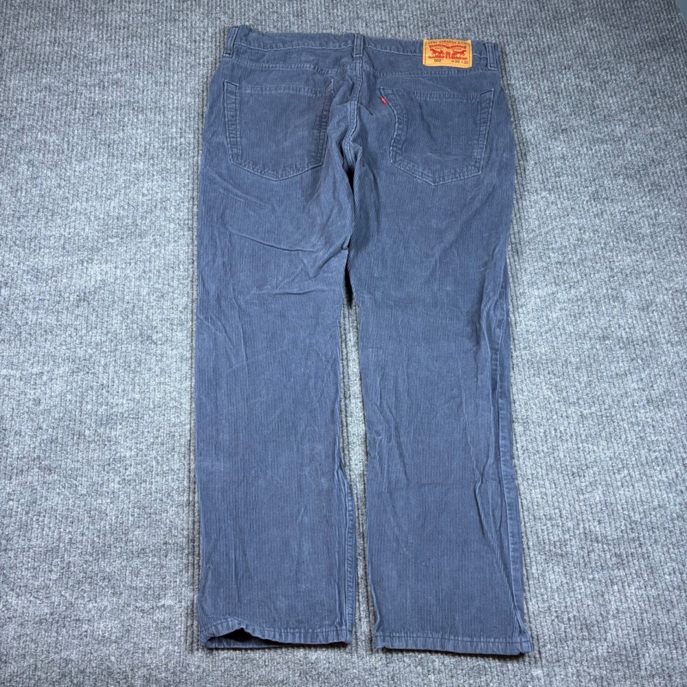 Levi's 502 Pants Men's 36x30 Corduroy Gray Tapered Fit Stretch Casual